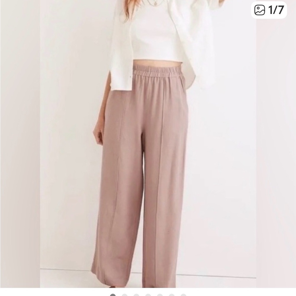 NWT Madewell Breezewoven Pull-On High-Rise Straight Pants in Mauve Shadow S